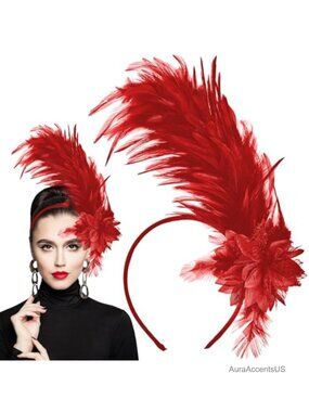 Feather Fascinator Headband 1920s Tea Party Derby Costume Headpiece